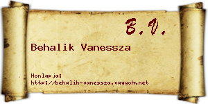 Behalik Vanessza névjegykártya